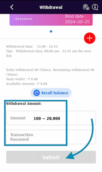 🍀Step 2: Fill in the information to create a withdrawal order and send it.