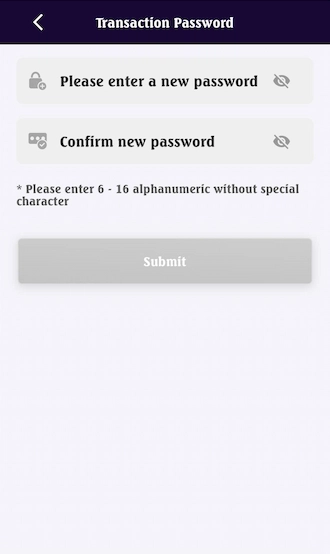 🍀Step 2: Set a transaction password and re-enter it to confirm.